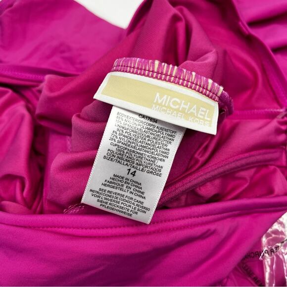 MICHAEL Michael Kors One Shoulder One Piece swimsuit pink cerise - 14 - Picture 12 of 12